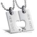 High quality white color jewelry stainless steel cheap heart necklace for girlfriend